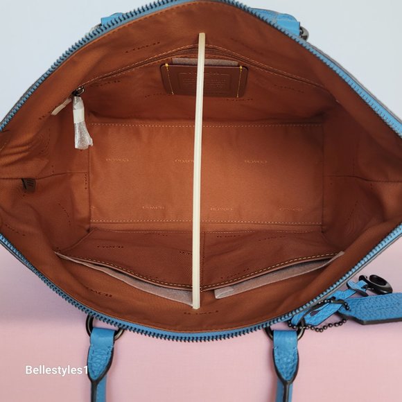 COACH Cara Pebbled Leather Satchel -Pool Color ⭐ - Picture 14 of 16